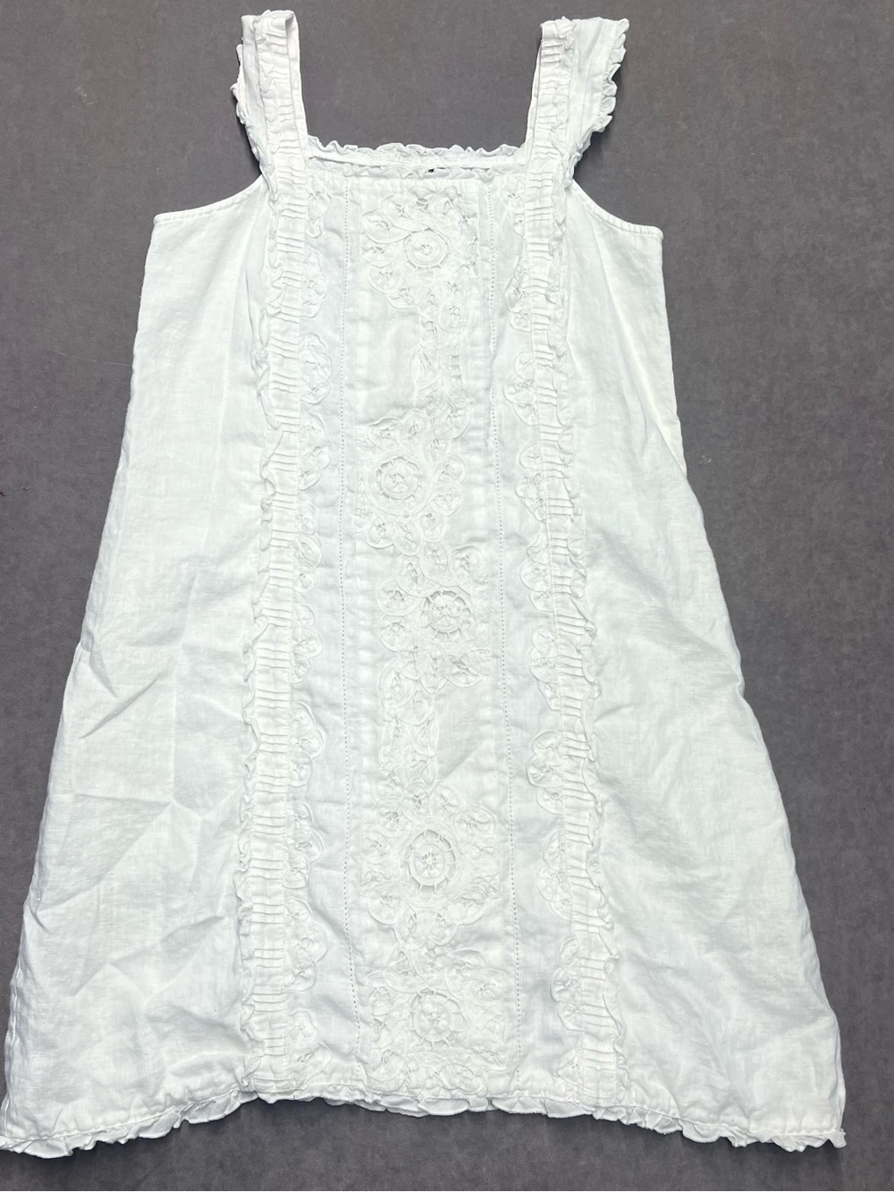 Madison White Ruffle-Trim Embroidered Sundress